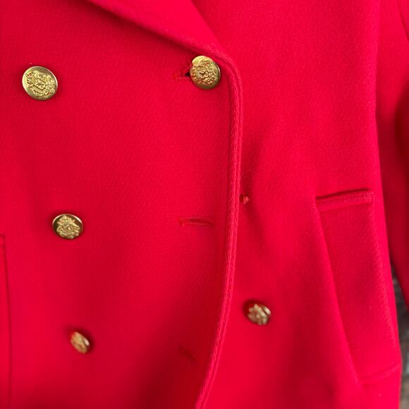 J Crew Majesty Stadium Cloth Peacoat 0 49360 Red Double Breasted Coat Wool - Picture 8 of 9
